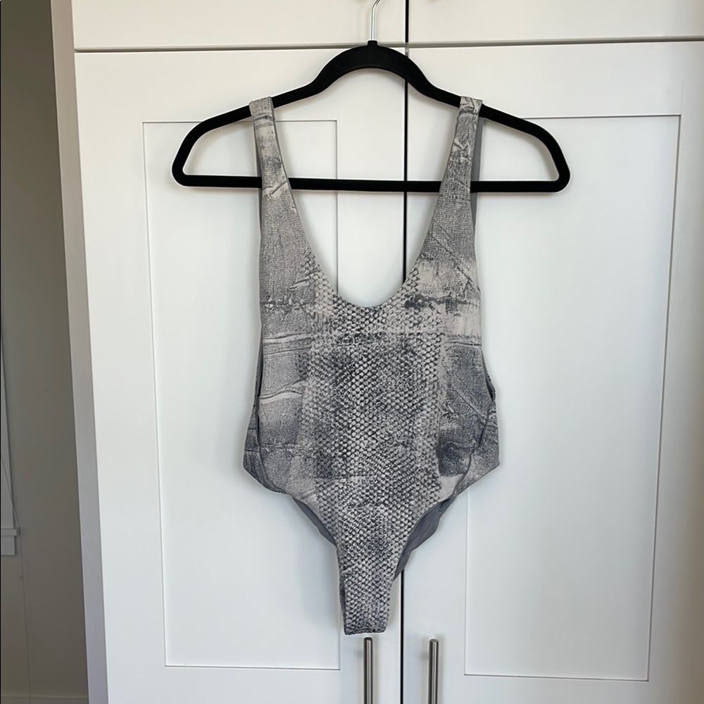 Blue Life Grey Snakeskin Print Swimsuit